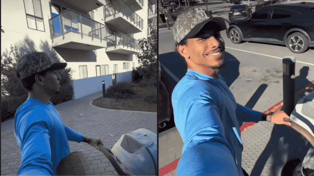 Louis Russell with son